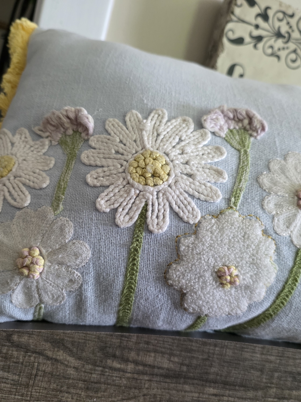 T.J.Maxx Light Blue Floral Embroidered Decorative Pillow - Picture 14 of 14